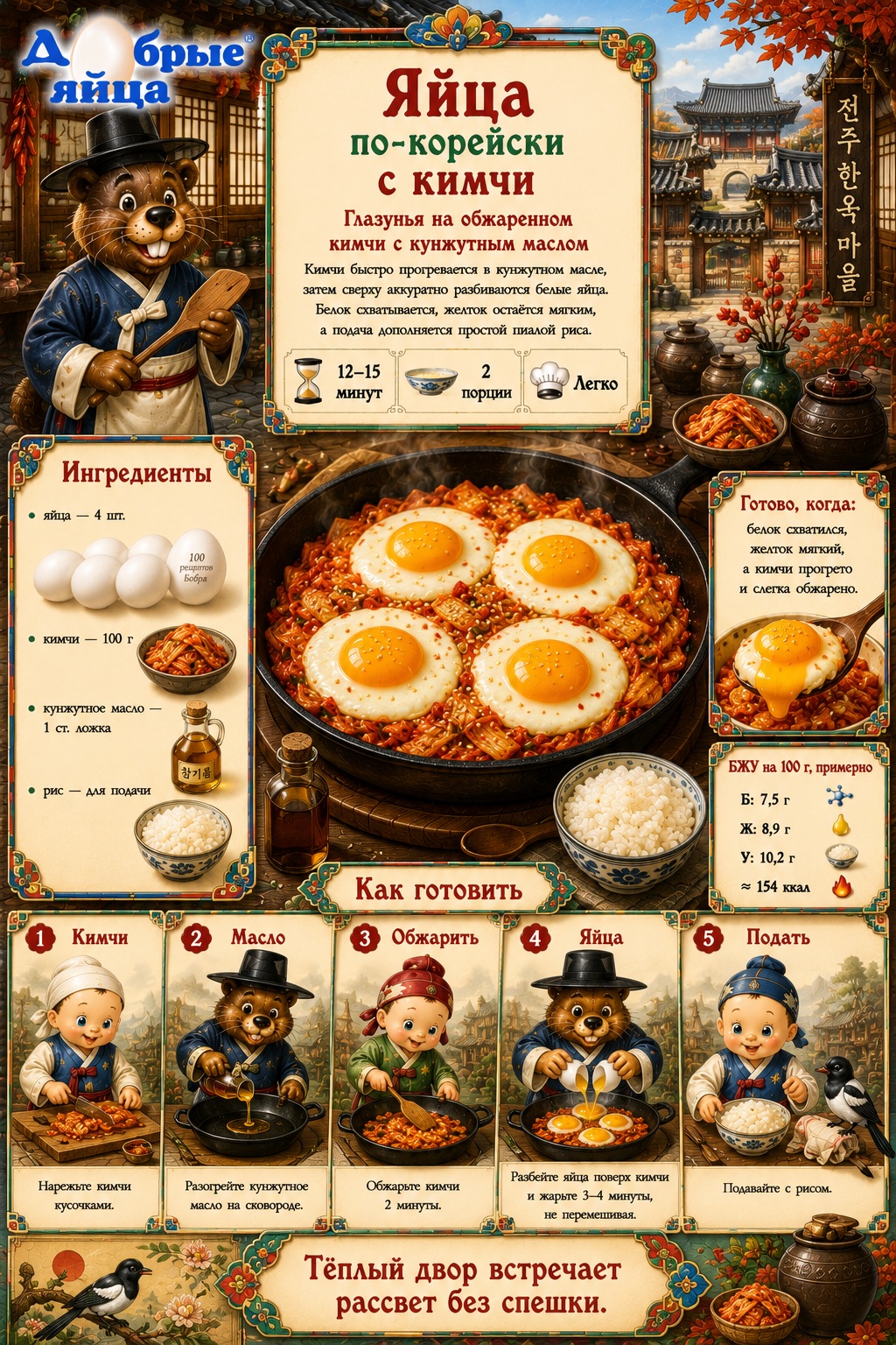 Яйца по-корейски с кимчи