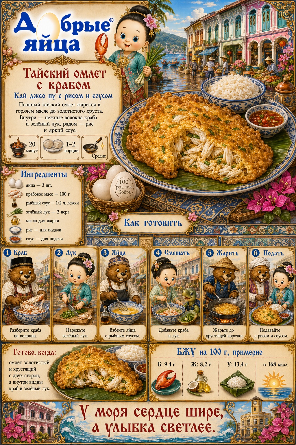Тайский омлет с крабом