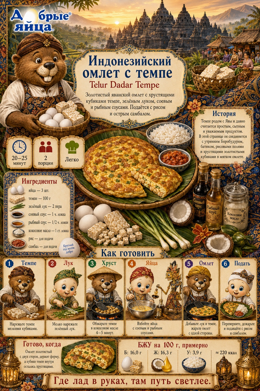 Индонезийский омлет с темпе