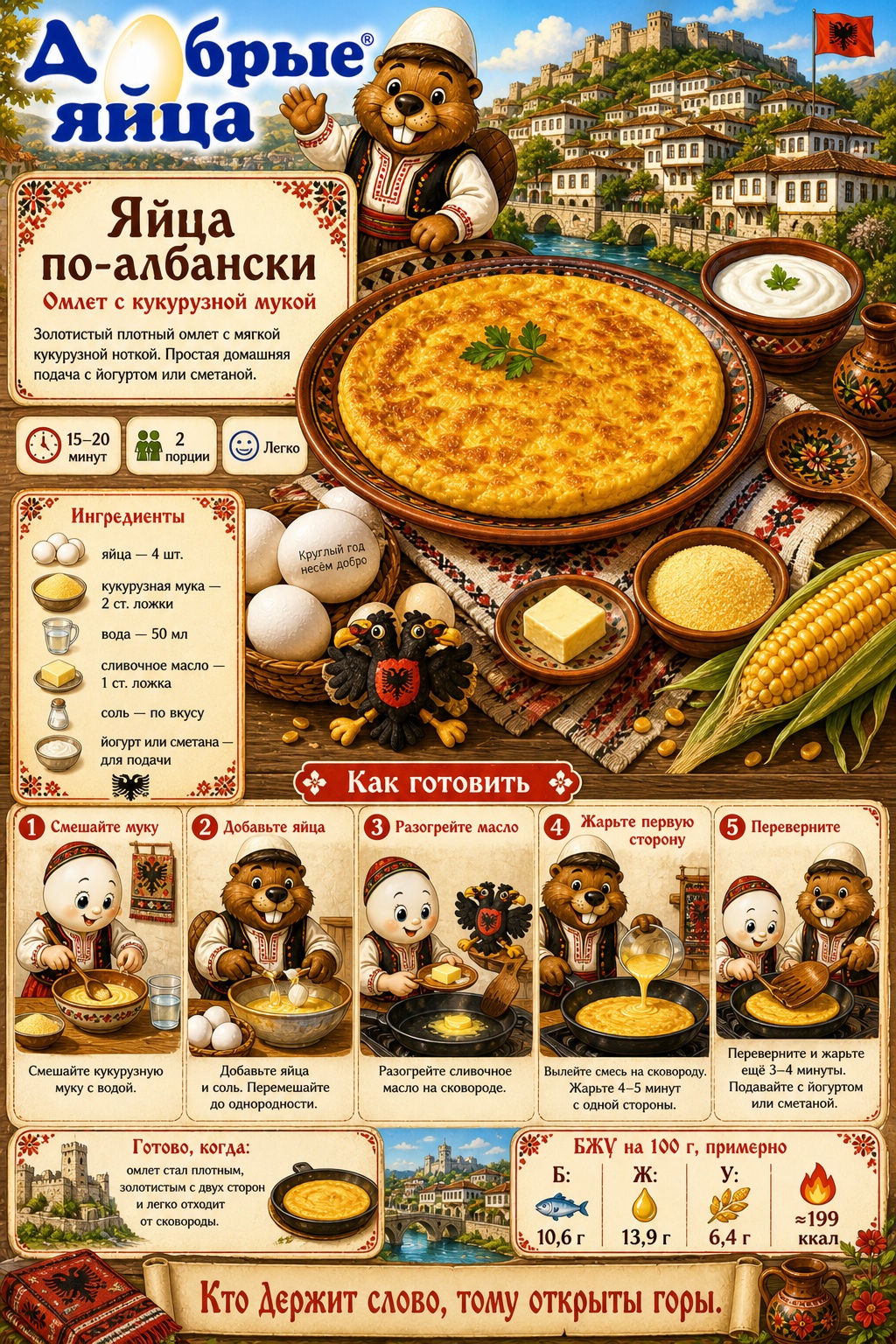 Яйца по-албански с кукурузной мукой