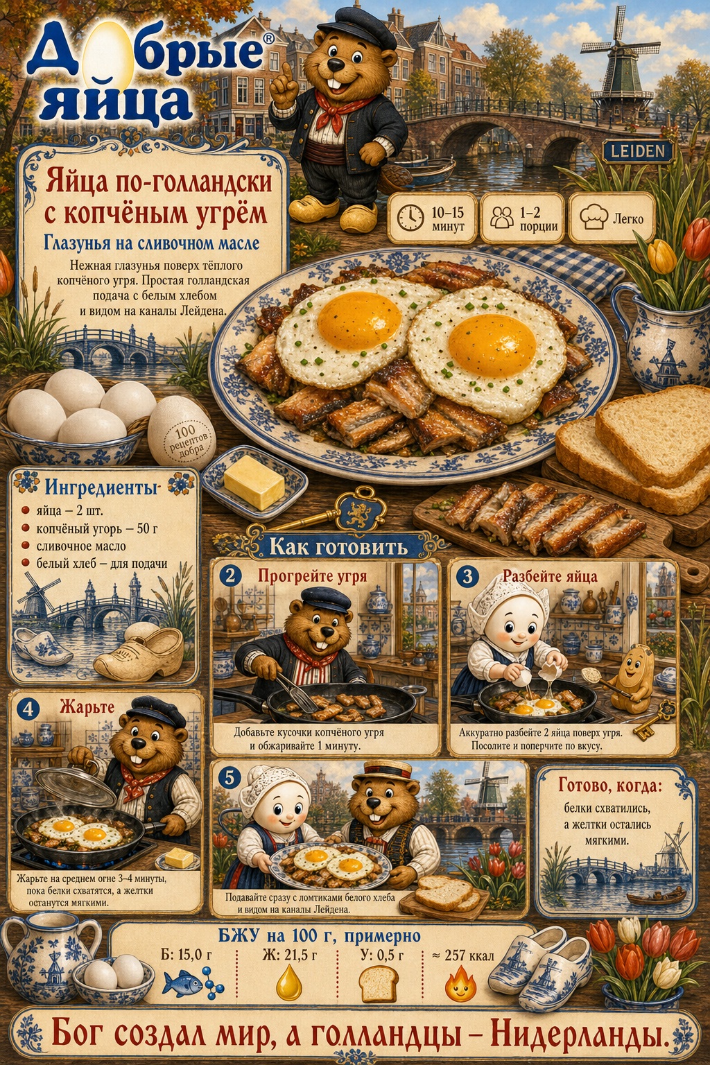 Яйца по-голландски с копчёным угрём