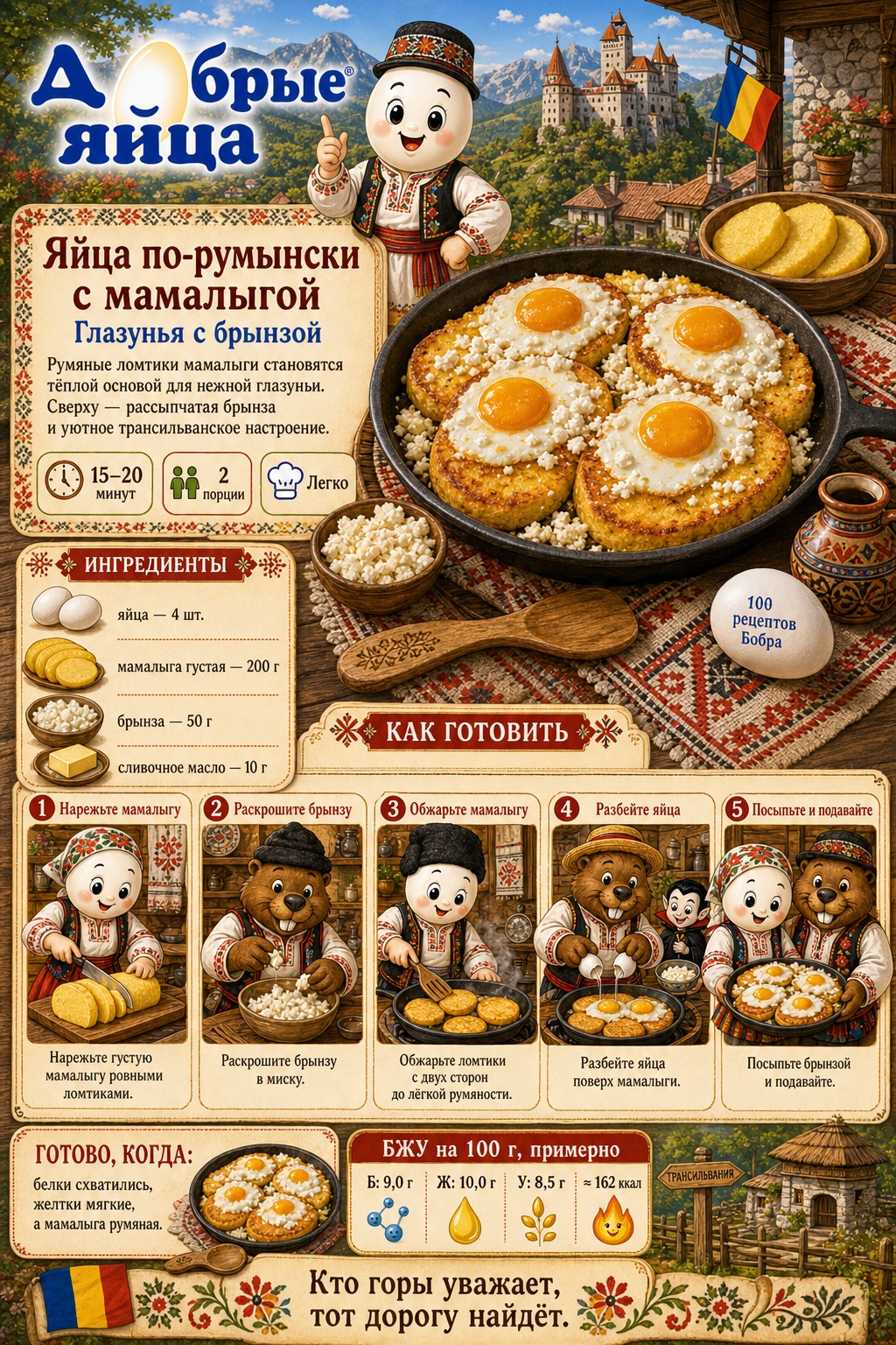 Яйца по-румынски с мамалыгой